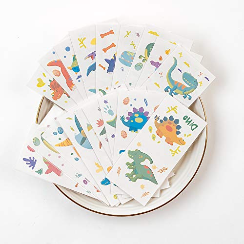 Papakit Party Dinosaurs 36 Temporary Fake Tattoo Set, 18 Individually Wrapped Sheets | Kids Girls & Boys Birthday Party Favor Gift Reward, Non-Toxic Food Grade Ingredients Safe Removable #TOP1