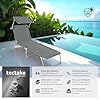 tectake® 1 Lettino a Sdraio per Prendere Il Sole con L'Ombrello Parasole 190cm, Lettino Pieghevole da sole, Sdraio da Spiaggia o da giardino, Arredamento Terrazzo Balcone - grigio