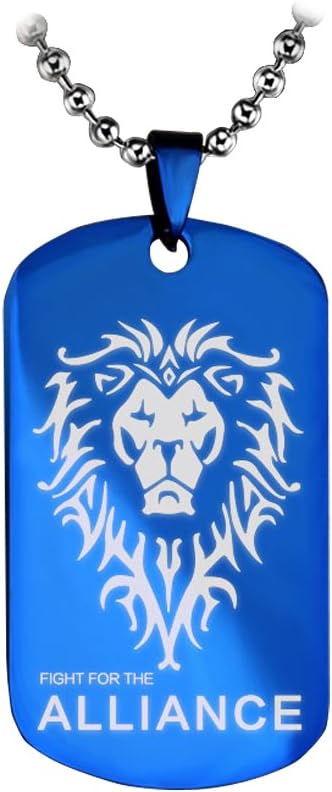 OK-STORE WOW Horde Symbol Titanium Steel Pendant Necklace (Alliance blue)