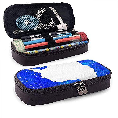 Preisvergleich Produktbild Antarktis Flagge Sternenklare Flagge Federmäppchen Große Kapazität Bleistiftbeutel Haltbare Make-up Stifttasche mit Doppelreißverschluss Stifthalter für Schule / Büro