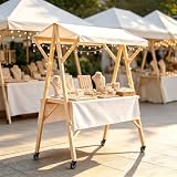 Pvxa Robusto Carrello in Legno per Bancarelle da Mercato Contadino White-150cm/59in