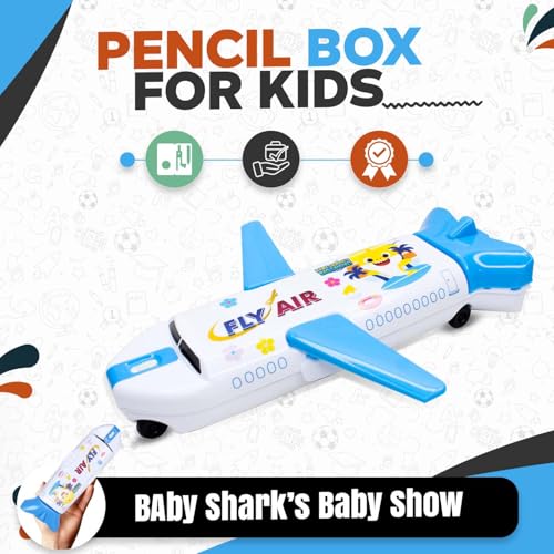 Image of PELO Aeroplane Shape Pencil Box | Airplane Pencil Box Case with Led Light for Kids Boys and Girls | Birthday Gift Item for Kids
