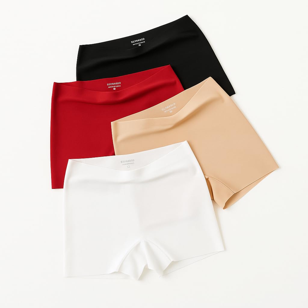 louryn koulyn Women's Ice Silk Seamless Boyshort Panty, (Pack of 4 Panty)-picture-26