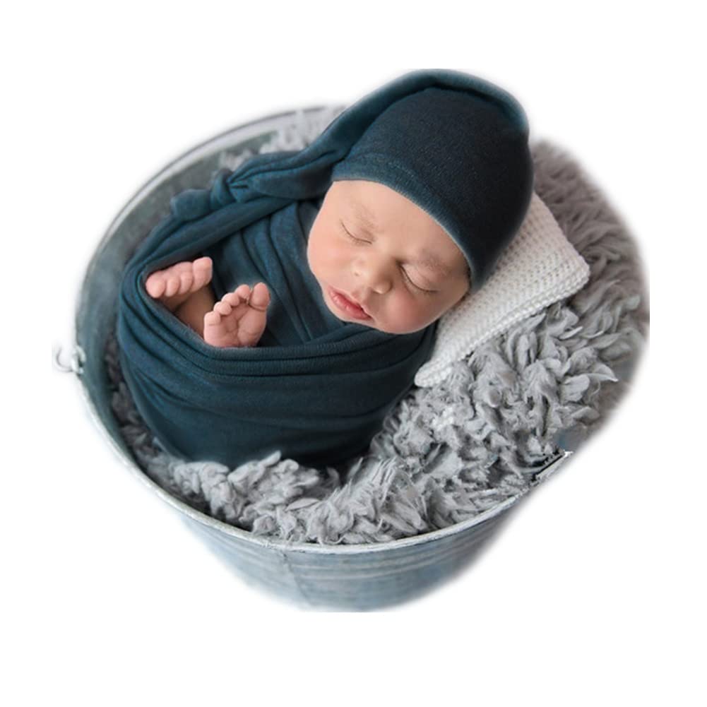Vemonllas Newborn Baby Photography Props Outfits Hat Long Ripple Wrap Set for Boys Girls Photoshoot Photos Picture