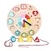 Detazhi Holzblock Puzzle Holzspielzeug Threading Kinder Faden Perlen Bildung Holz Linear Spielzeug Farbe Klassifizierung Uhr (Farbe: Mehrfarbig, Größe: 23,5x23,5 cm)
