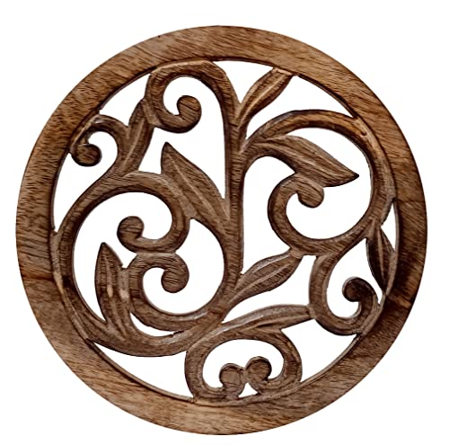Purpledip Wooden Trivet 'Vineyard': Coaster Hot Pad Mat Or Wall Hanging (12527)