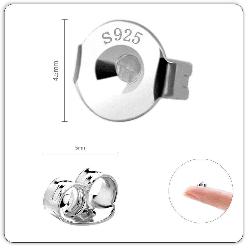 Sterling Silver & 14K Gold Earring Backs Replacements - 20pcs Hypoallergenic, Droopy Ear Friendly - 10 White + 10 Gold