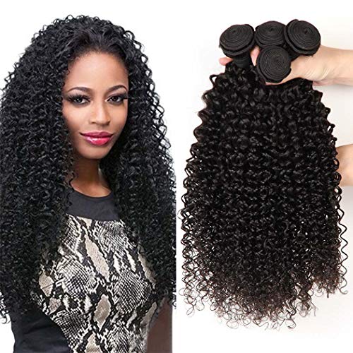 Bestsojoy 10A Vigin Brazilian Curly Hair Weave 3 Bundles Unprocessed Brazilian Virgin Human Hair Kinky Curly Weave Extensions Natural Black Hair Color(16 18 20)