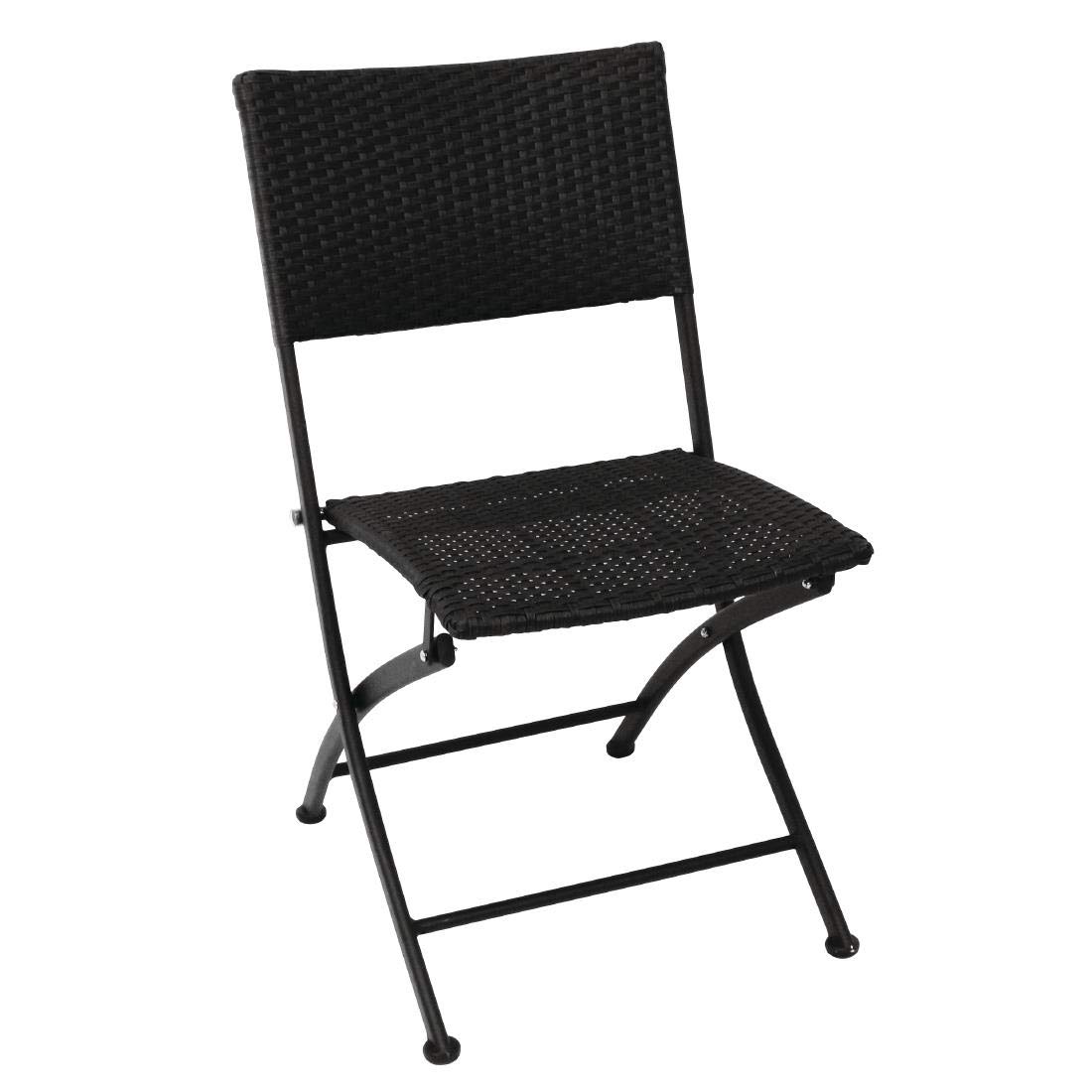 Chaise pliante Bolero en résine tressée noire lot de 2 pour terrasse GL303