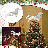 Dachshund Dog Star Christmas Tree Topper Decoration - Christmas Tree Topper Decoration Cute Dachshund Christmas Decor Pet Christmas Tree Topper with Star Aluminium Alloy Dog Art Crafts Decor (A)