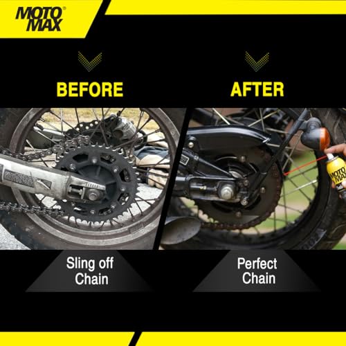 Motomax Chain Lube Aerosol Spray 200 ml |Provides Lubrication and corrosion protection of Chain & sprockets for Bikes, Motorbikes, Cars| Avoid Sling Off & Prevent Chain breakage | Extended Chain Life (Image - 4)