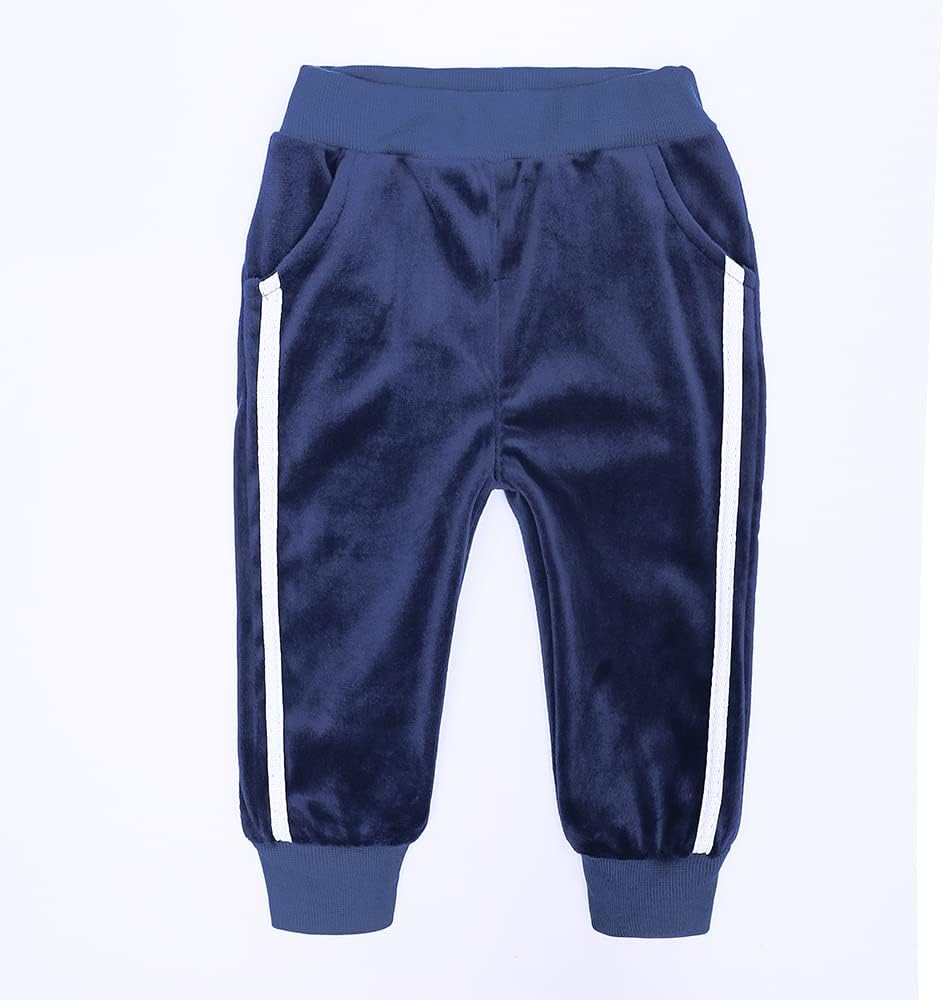 MYGBCPJS Boys Girls 2 Pcs Velour Tracksuit Sweatsuit Toddler Kids Long Sleeve Pullover Hoodie + Elastic Waist Sweatpants Set - Image 4