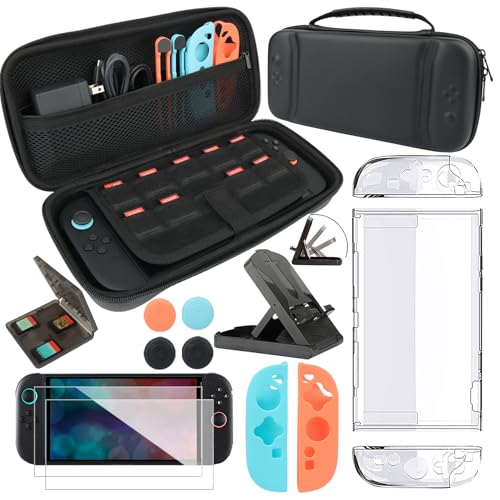Kit di accessori per Nintendo Switch 2 (2025), kit di accessori con custodia per il trasporto e protezione dello schermo, custodia agganciabile, supporto per il supporto e molto altro ancora
