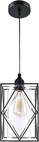 HMVPL Luces colgantes negras para isla de cocina, lámpara colgante moderna, lámpara colgante de cristal para comedor, luz colgante para dormitorio,