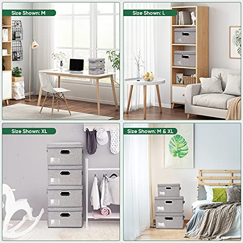 Baleine Storage Bins With Lids, Foldable Linen Fabric Storage Boxes With Lids, Collapsible Closet Organizer Containers With Cover For Home Bedroom Office (3Pack Gray Medium) #TOP4