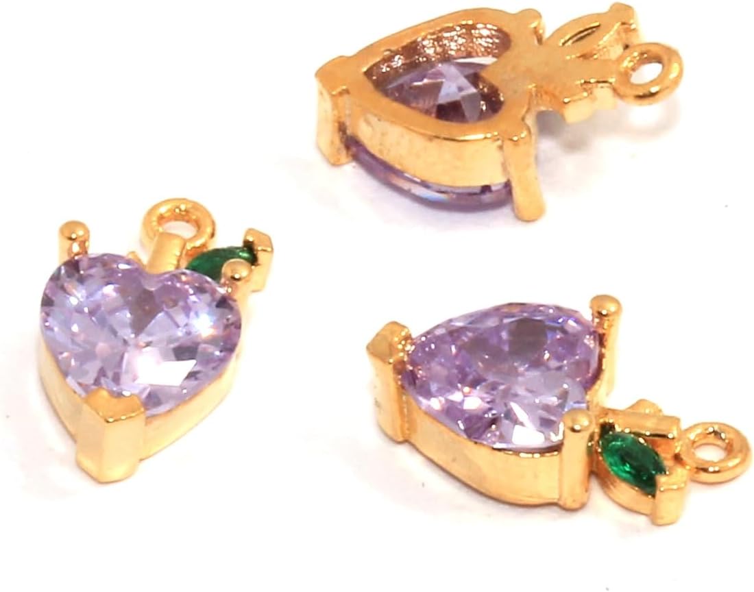 18K Gold Plated Strawberry Charms 1/3/5/10 pcs, 6x11mm CZ Fruit Pendant, Cute Strawberry Jewelry Supplies