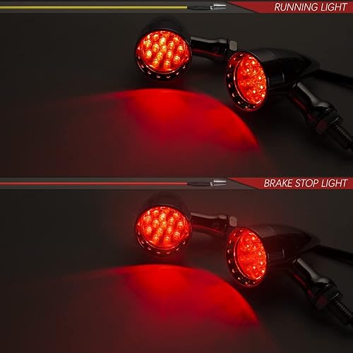 Miniatura 3 de Señales de giro LED para motocicleta tipo bala, luces indicadoras delanteras y traseras universales compatibles con Harley Davidson Cruiser Iron