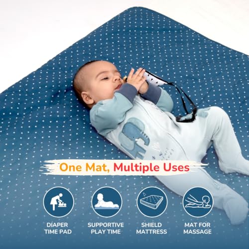 Image of TIDY SLEEP Baby Diaper Changing /Messy /Play Mat 95 x 95 cm (6-18 Months) | Soft Cotton Messy Mat for Newborns | Portable, Washable & Travel-Friendly | Galaxy Star