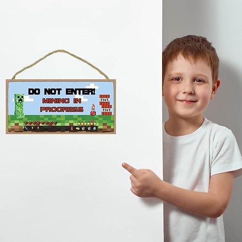 Miniatura 4 de SJT ENTERPRISES, INC. Letrero con placa de madera para niños, diseño de minería en progreso, diseño infantil de 5 x 10 pulgadas (49625)