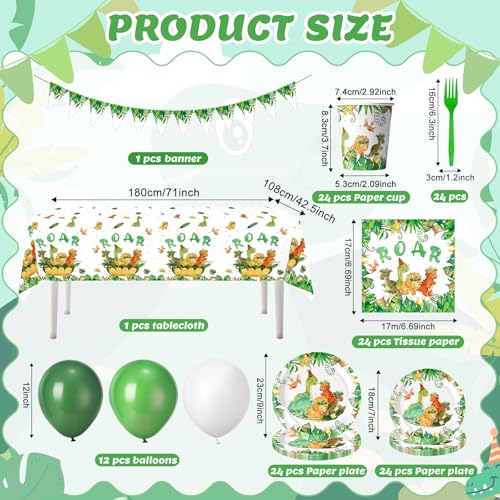 134Pcs Dinosaur Birthday Decorations for Dinosaur Party Decorations Supplies, Serves 24 Guests by Nolaroth - Used condition - Image 3