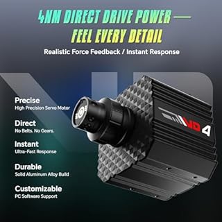 PXN VD4 Volante da Corsa Direct Drive – Volante da 11” W AS, Base con Motore Servo 4Nm e Feedback di Forza, Pedali Modulari in Metallo con Sensori Hall, Morsetto da Scrivania – per PC Windows 7–11