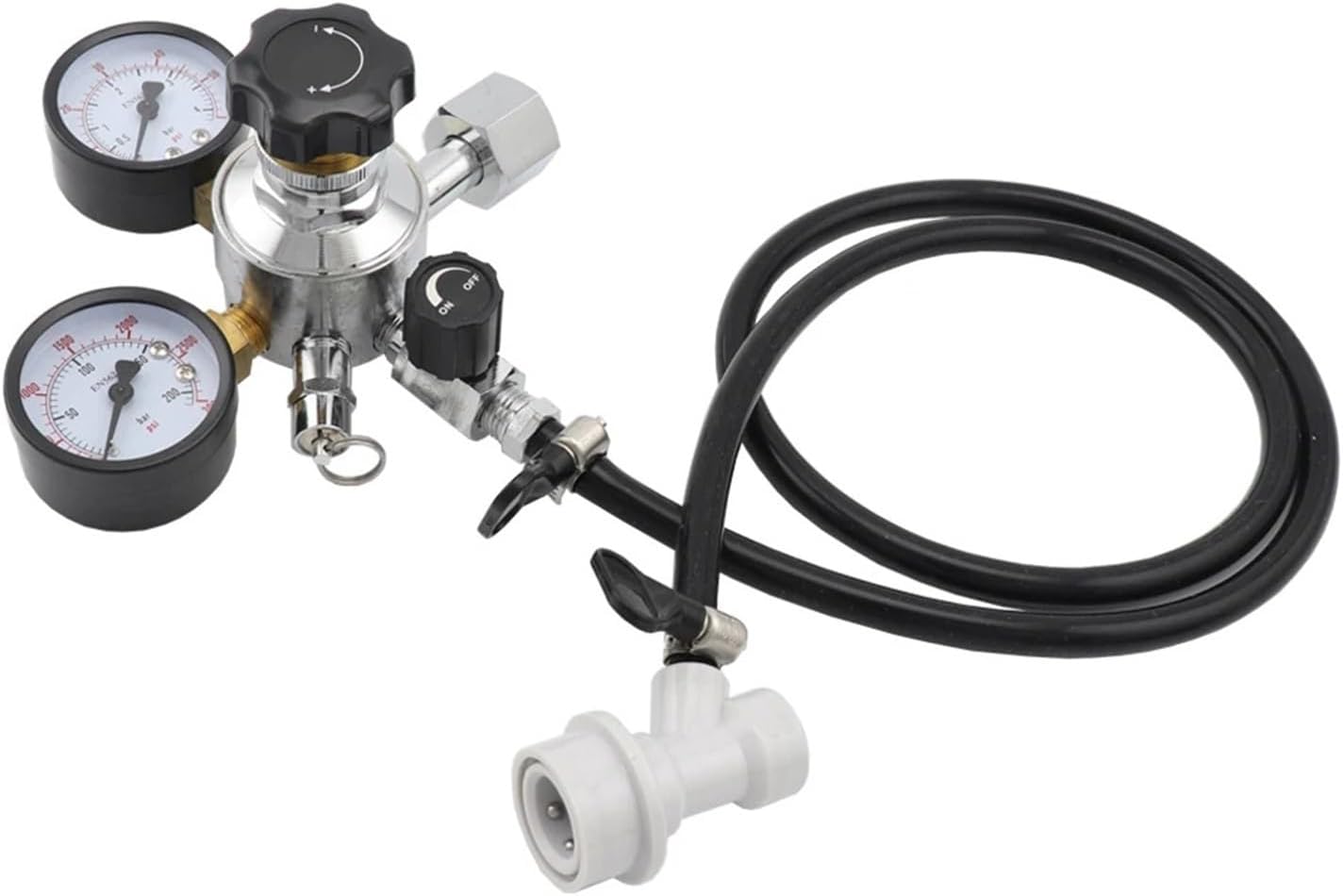 co2 regulator, Homebrew CO2 Regulator Dual Gauge With Pressure Relief Valve And Gas Line For Draft Beer Kegerators Carbonation Equipment,for kegerator(CGA320 Thread)