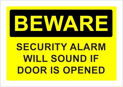 Beware Security Alarm Will Sound Sign L10063, 12x8 Inch Metal Tin Sign, Property Warning Sign