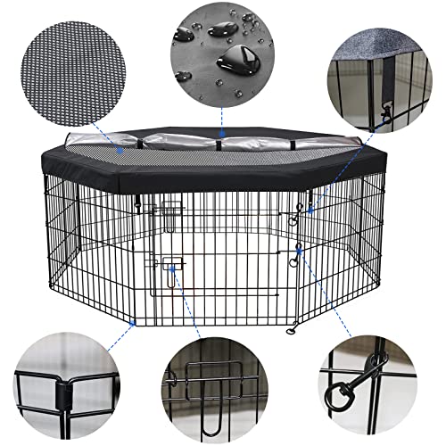 Dmsky Dog Pen, Dog Playpen 8 Panels 24 Inch, With Double-Layer Removable Top Cover ，Dog Fence Exercise Pen With Doors.pet Puppy Playpen For Rv,Camping,Yard（ With Cover,8 Panels ） #TOP1