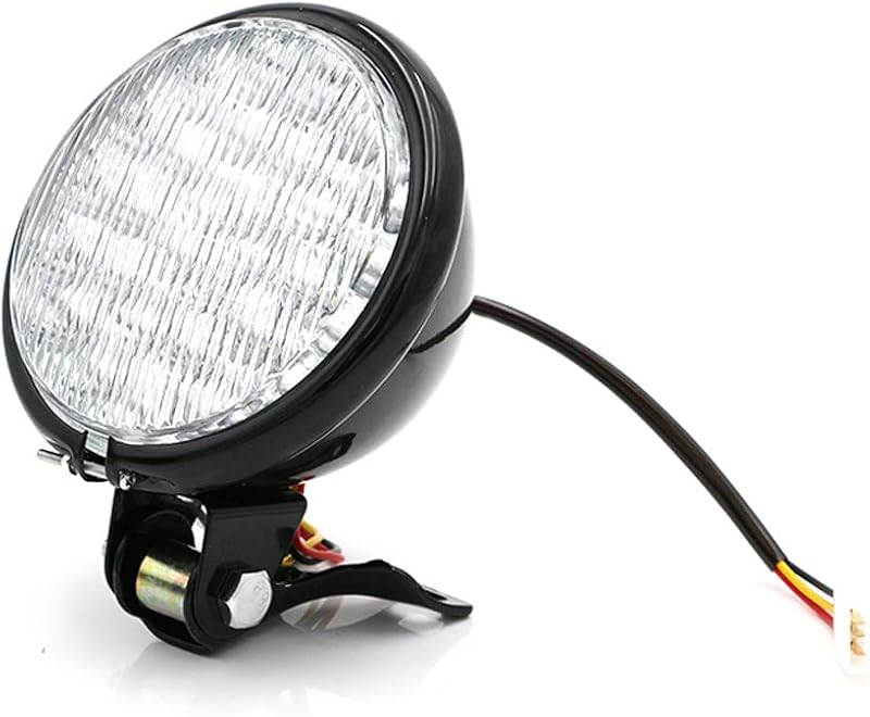 0012 Front Motorcycle Led Headlight Vintage Retro 5 inches Universal for Chopper Bobber Cruiser Black | Universal Vintage Head Lamp, with High/Low Beam, Perfectly Suited for the styles of bobber and Chopper