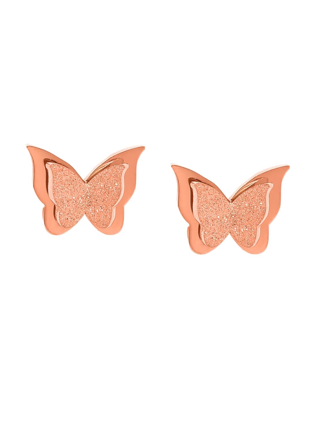 Yellow Chimes Earrings For Women And Girls | Rose Gold Plated Earring | Butterfly Shaped Western Stainless Steel Stud Earrings | Birthday Gift For Girls And Women Anniversary Gift For Wife