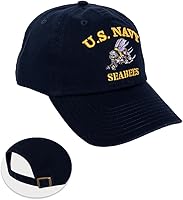 Vista 1 de Desert Cactus United States Navy Baseball Hat US Seabees Brimmed Embroidered Cap Adjustable Cloth Strap Adult (Style A)