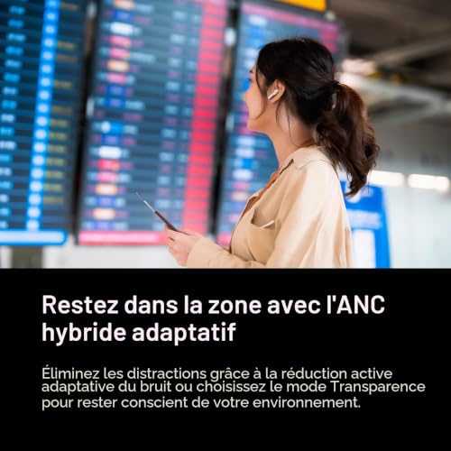 Denon AH-C840NCW Ecouteurs True Wireless Intra-Auriculaires avec Bluetooth, Réduction Active du Bruit, Soundmaster et Autonomie Jusqu'à 35 Heures - Blanc – vue 3