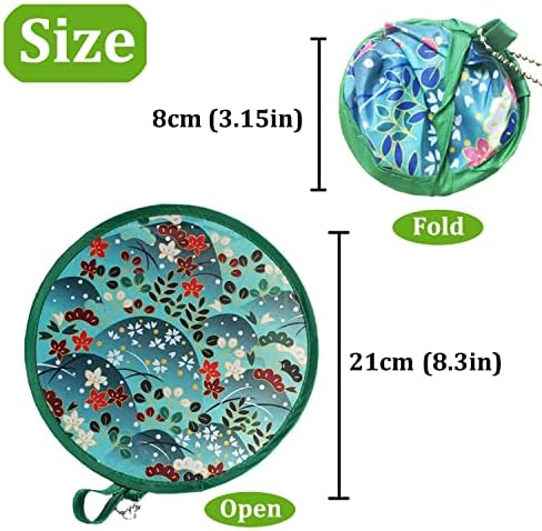 LTCT Foldable Fan Round Japanese Style Summer Handheld Folding Fans Festival Wedding Party Decor Home Personal Decoration 4 Units Different Beautiful Patterns