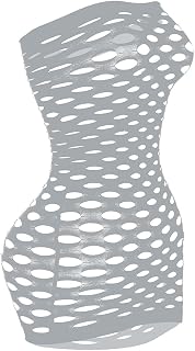 Sexy Womens Strapless Fishnet Lingerie Sleepwear Mini Dress Tube Chemise Bodysuit One Size