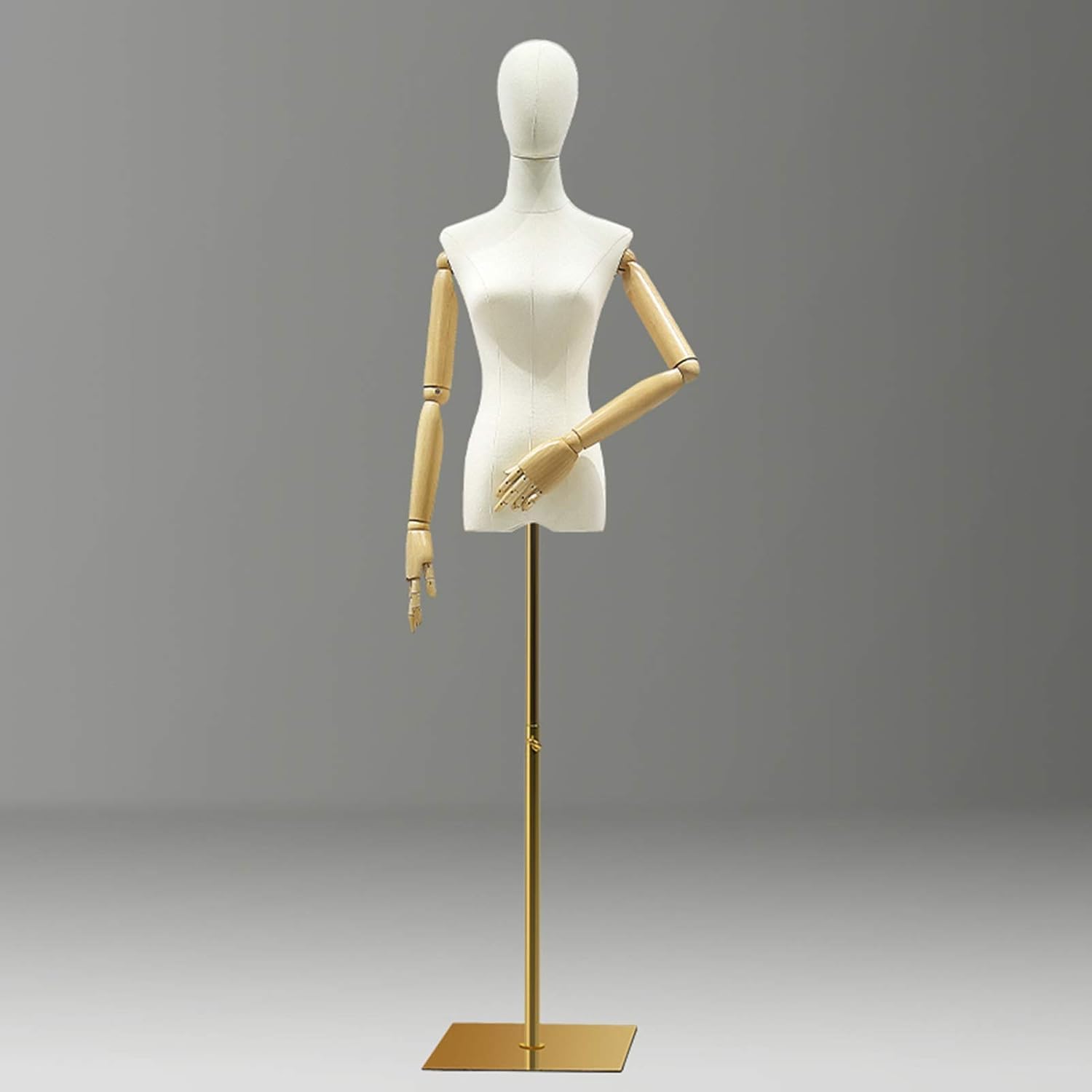 DFEDHF Mannequin Adjustable Body Female Dress Form Torso W Metal Base for Clothing Jewelry Storefront Display Height 2 Sizes M/Square Plate D