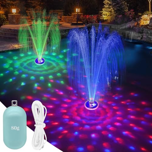 Fontaine Flottante Piscine Avec Lumière LED - 2 Modes De Pulvérisation, Alimentée Par Batterie