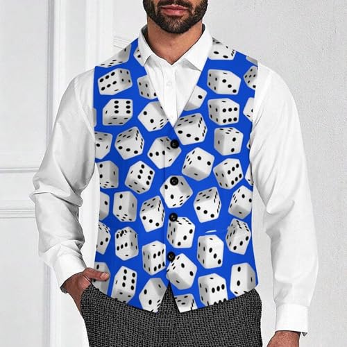 Black And White 3D Dice Men's Suit Vest Slim Fit V-Ncek Waistcoat Business Casual Vest2