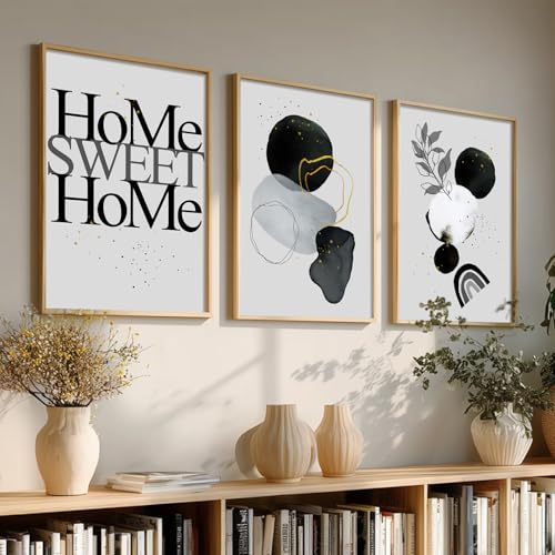 Image of kotart Paintings Modern Art Wall Decor Framed Paintings for Bedroom Room Living Room - Framed Wall Posters /Paintings with Frame - Paintings for Wall Decoration Set of 3-D (Art 2, 13x17 inch)