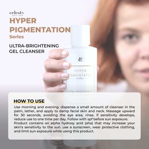 Celesty Beauty Brightening Gel Cleanser Glycolic Acid (Aha), Salicylic Acid (Bha) - Uva Ursi Leaf Extract, Pro Vitamin B5 Face Wash - Skin Face Sensitive Facial Cleansing Gel - Uneven Skin #TOP3