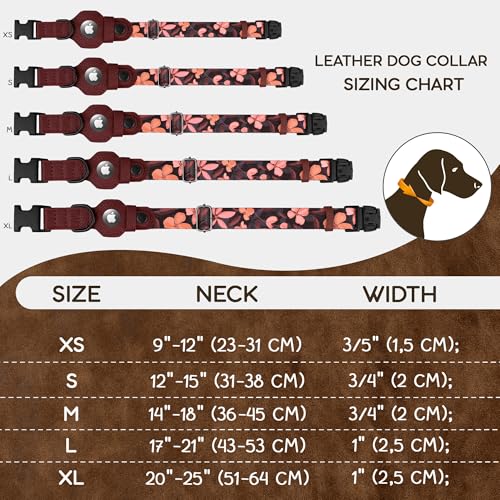 AirTag Dog Collar with Metal Buckle - Printed Nylon Soft Leather Dog Collar with Apple AirTag Holder - Secure Tracking GPS Pet Collars for Girl Boy Small Large Dogs (M, 14"-18" Neck Fit, Crossandra) by BUDKAS - Image 3