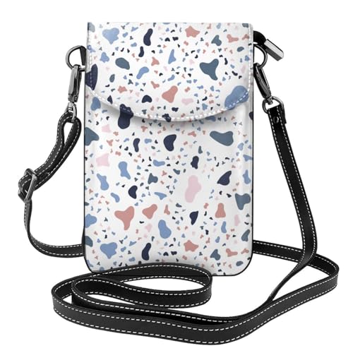 Pochette téléphone portable pour femmes en cuir PU blanc à pois colorés avec porte-cartes