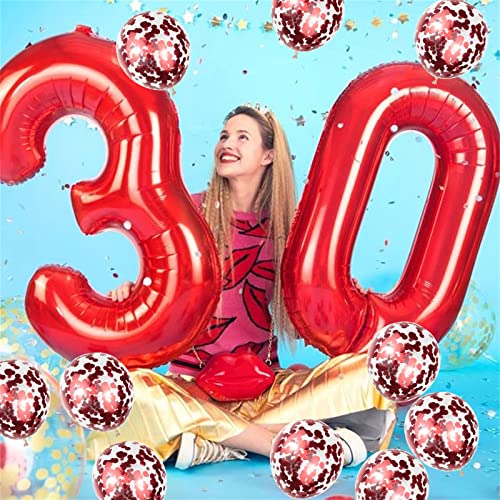 40 Inch Number 17 Foil Balloons, Large Red 17Th 71St Birthday Digit Balloons With Confetti Helium Balloons, Number 1 & 7 Helium Balloons Self Inflating For Boys Girls Anniversary Party Decorations #TOP6