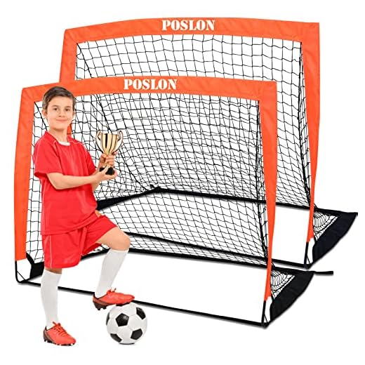 Poslon Soccer Goal Kids Soccer Net Set Carry Bag for Games and Training for Backyard for Kids and Teens