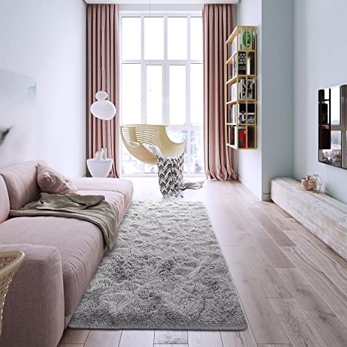 Hqayw Modern Fluffy Area Rug, Shaggy Rugs For Bedroom Living Room Ultra Soft Shag Fur Carpets For Kids Girls Nursery Plush Fuzzy Rug Cute Home Decor Rug, 2' X 6', Grey #TOP2