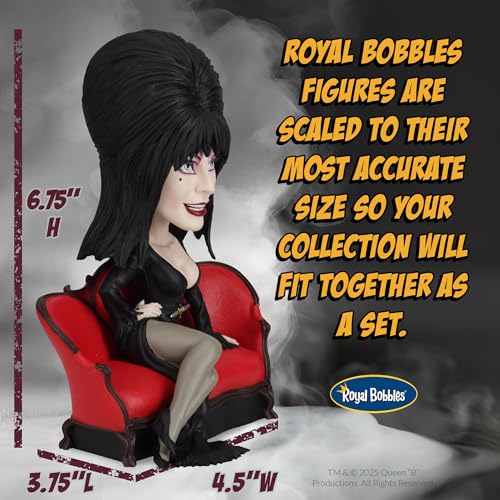 Royal Bobbles Elvira Mistress of The Dark Lounge – 6.75 Inches Tall – Collectible Bobblehead Statue – Premium Polyresin Figure - Thumbnail 6