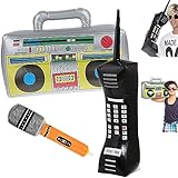 🤘 【Pacchetto】 Riceverai 1 cellulare gonfiabile, boom box e microfono gonfiabile, facile da riporre e trasportare, non occupa molto spazio, adatto per attività all'aperto e in vacanza.