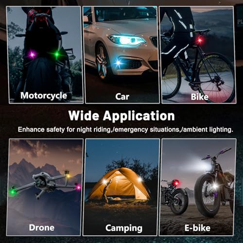 XINGWU 4PCS Wireless Led Strobe Lights with Remote Control 8 Colors USB Rechargeable Waterproof Emergency Lights Rock Light Flashing Light for Car Motorcycle Aircraft Scooter Bike Truck Drone Vehicle