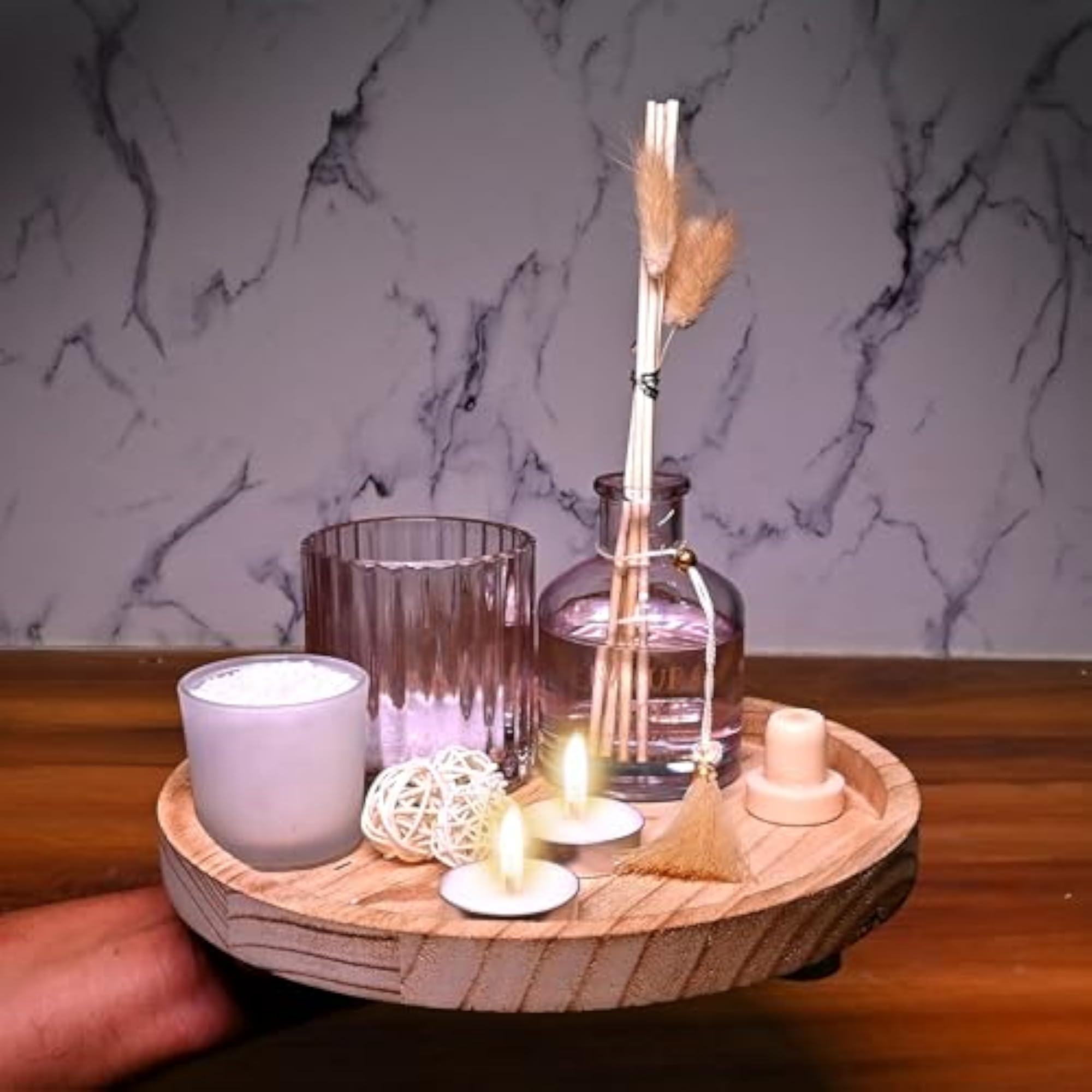 Diffuser Set with 100ml Oil, Log Trays, Candle & Plants