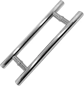 Puxador de Porta, Aço Inox, Polido, Alto Brilho, 45cm, Tipo H, Porta Pivotante