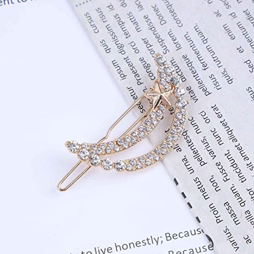 Andelaisi Boho Crystal Hair Clip Vintage Rhinestone Crescent Moon Hair Barrette Clip Gold Hollow Moon Hairpin Clip Sparkly Crescent Star Head Clip Accessories For Women And Girls Headdress #TOP5